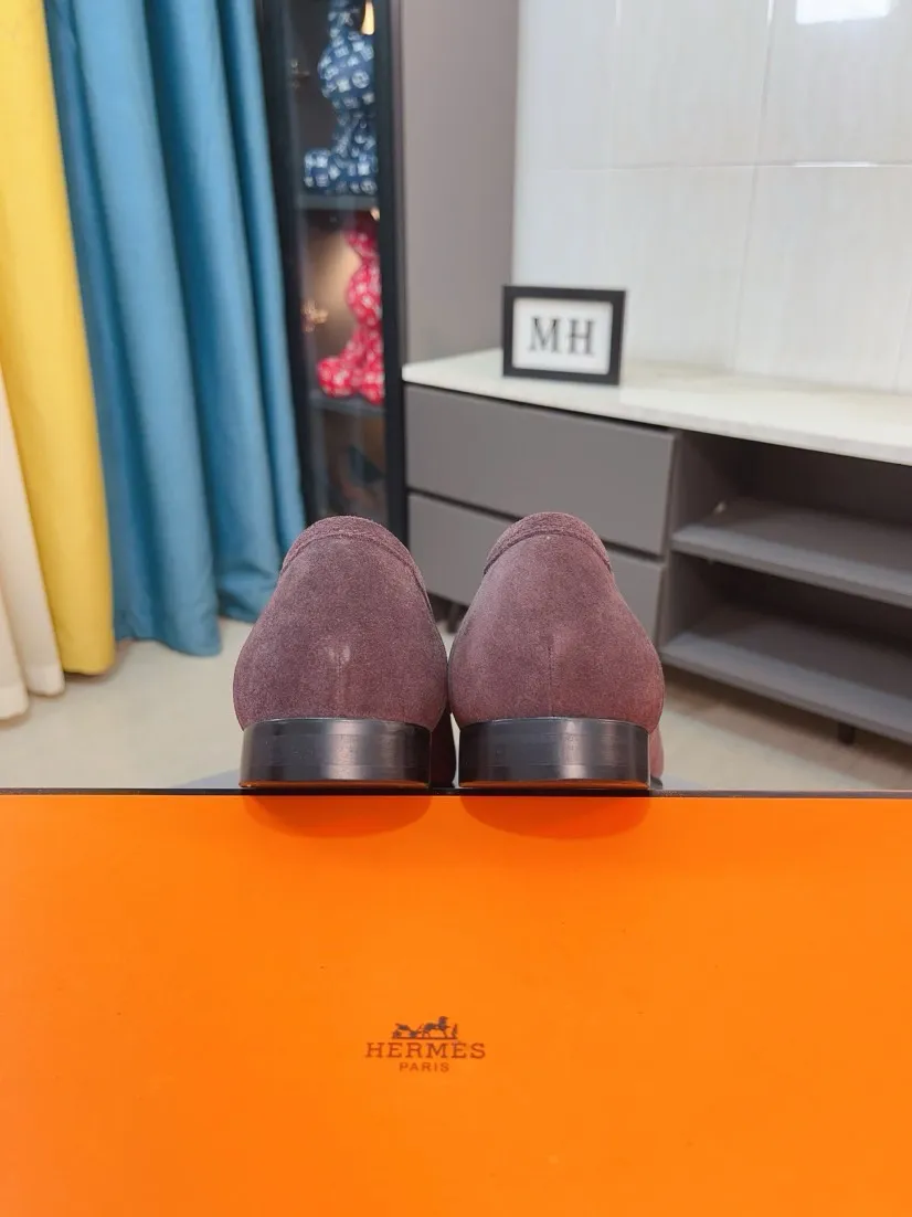 Men's shoes 💰560🌹🌹Niuli "HERMES" Hermès business leather shoes, original factory configuration, original imported cowhide upper + luxury hardware logo + fully imported original customized cowhide lining, sole: rubber wear-resistant outsole, difficult craftsmanship, original factory follow-up goods, 🔍🔍high quality code number: 38-44 45 can be customized